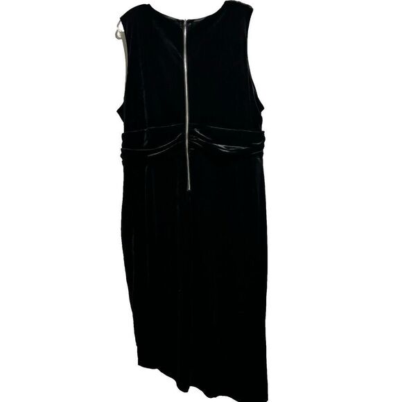Eloquii Womens Velvet Asymmetrical Mock Neck Dress Size 20 Black Sleeveless Midi - Picture 3 of 10
